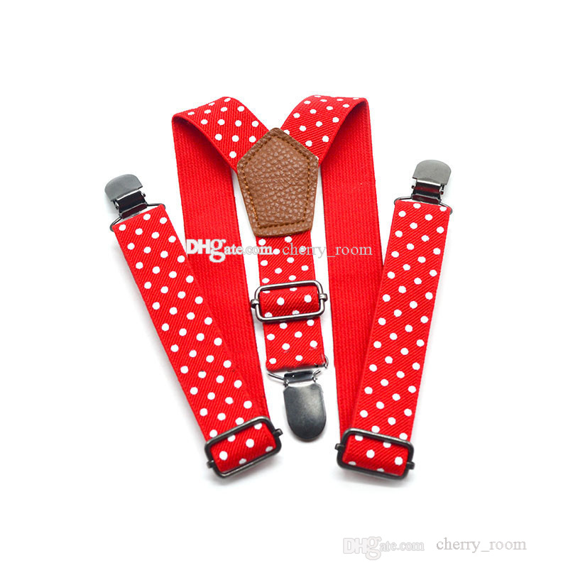 Kids 3-clip print point suspenders bow tie set baby boys polka Dots Bow Tie Elastic Suspender Sets Gentleman Children Shoulder Belt B426