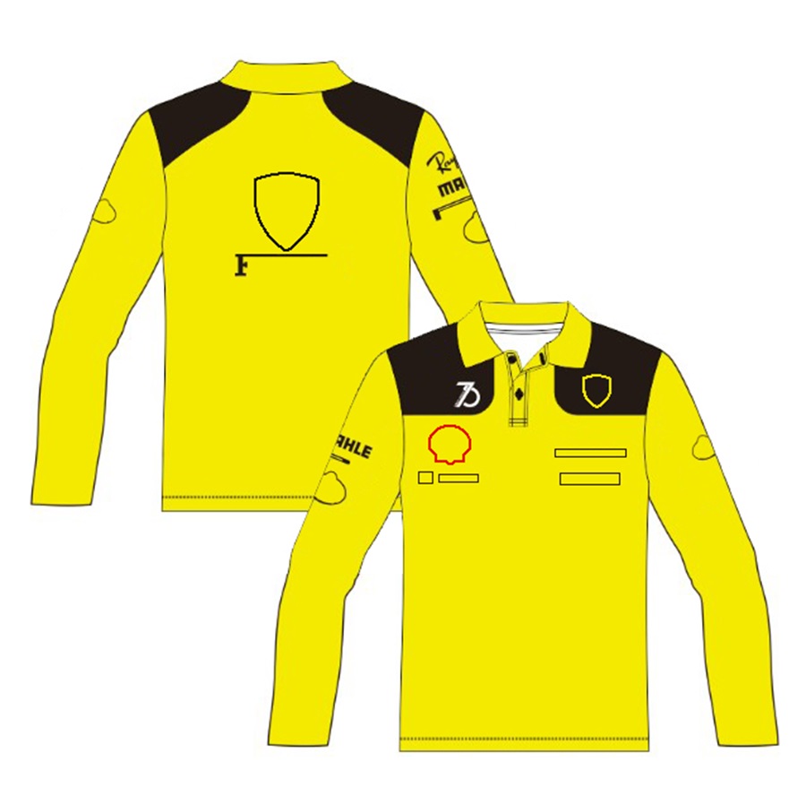 T-shirts pour hommes F1 Team Célébrez 2023 Nouveau pilote de Formule 1 Polo jaune Sports de course d'été T-shirts respirants Jersey