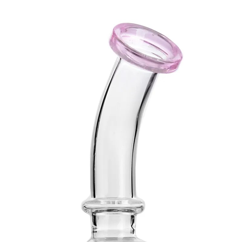 Bicchiere di vetro riciclato piattaforma petrolifera riciclata con tubo diritto spesso narghilè rotante rosa da 8 pollici