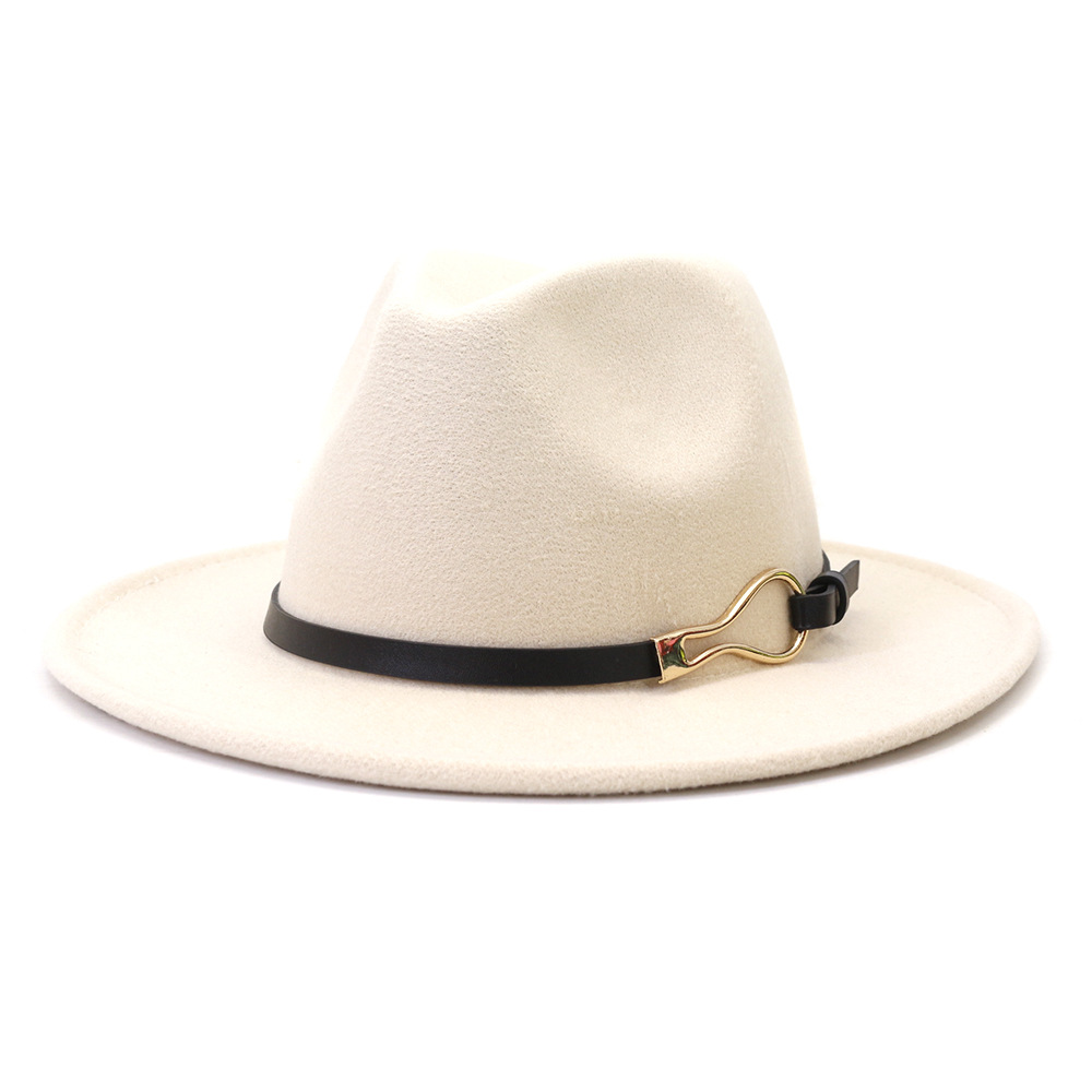 Chapeaux Fedora solides pour femmes hommes hiver chaud feutré Jazz chapeau Panama ceinture décorer Imitation laine fête Trilby chapeau