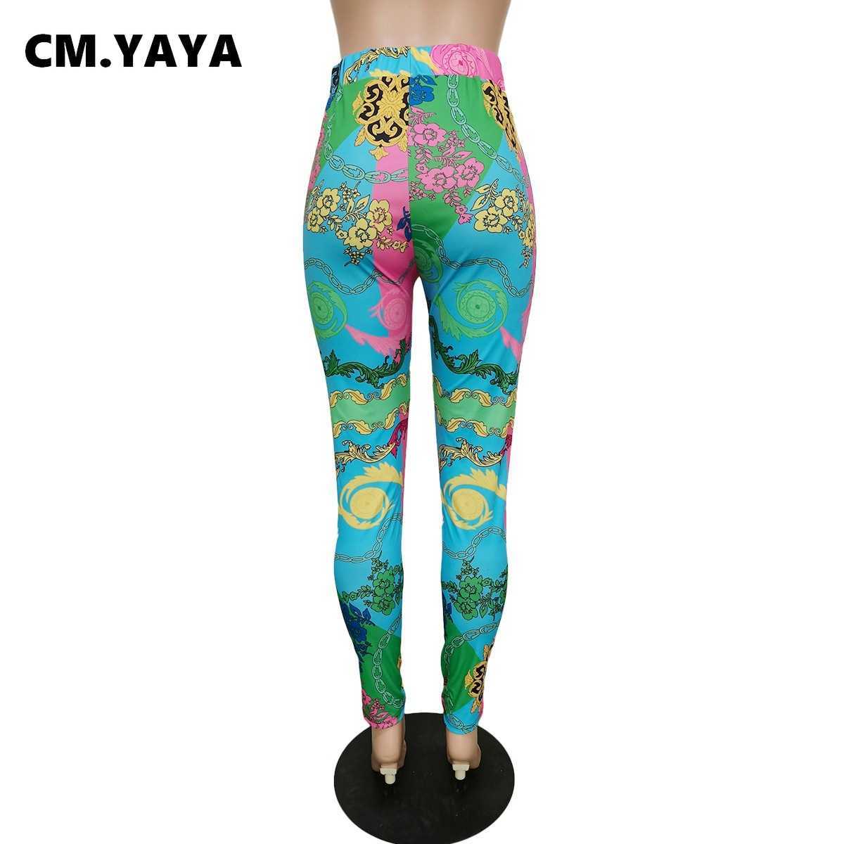 Pantalon Femme Capris CM.YAYA Paisley Imprimer Taille Haute Moulante Crayon Pantalon pour Femme Streetwear Ling Mode Active Pantalon Maigre J230705