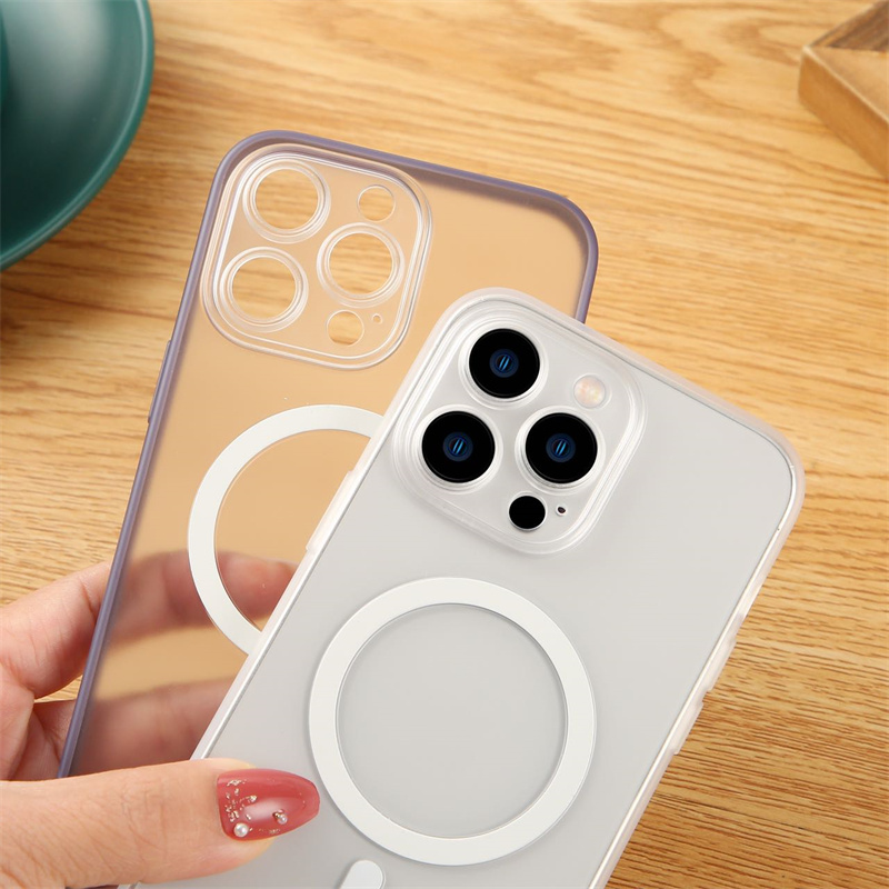 For MagSafe Magnetic Phone Case With Lens Film Dust Net For Iphone 13 12 14pro 11 14 Pro Max Skin PC Clear Hard Wireless Charging Cover Shockproof Anti Drop