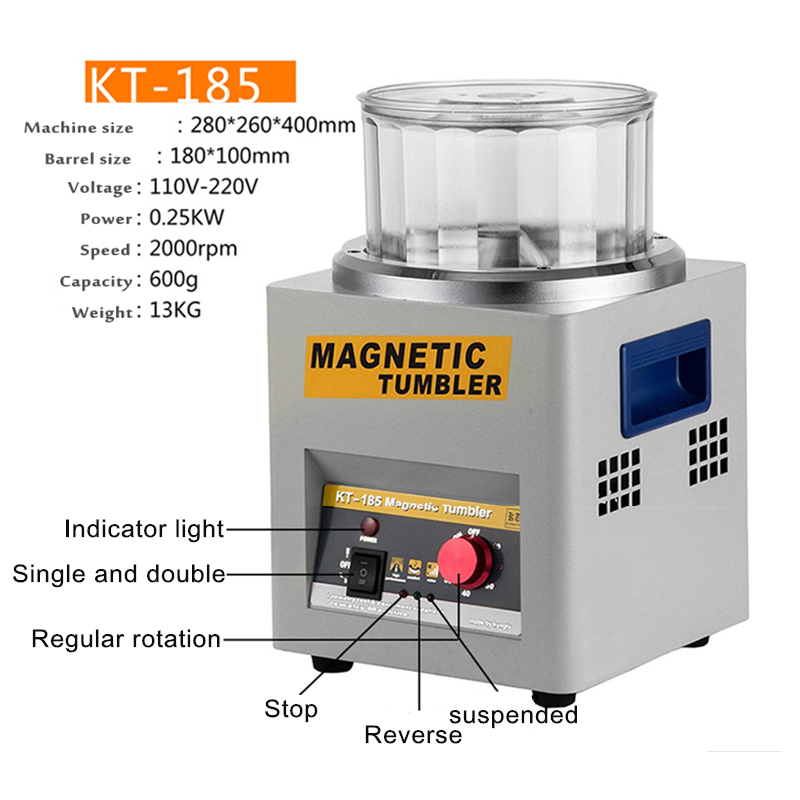 Electric Magnetic Polishing Machine Cleaning KT-185 KT185S Magnetic Deburring Tool For Gold And Silver Jewelry Polisher