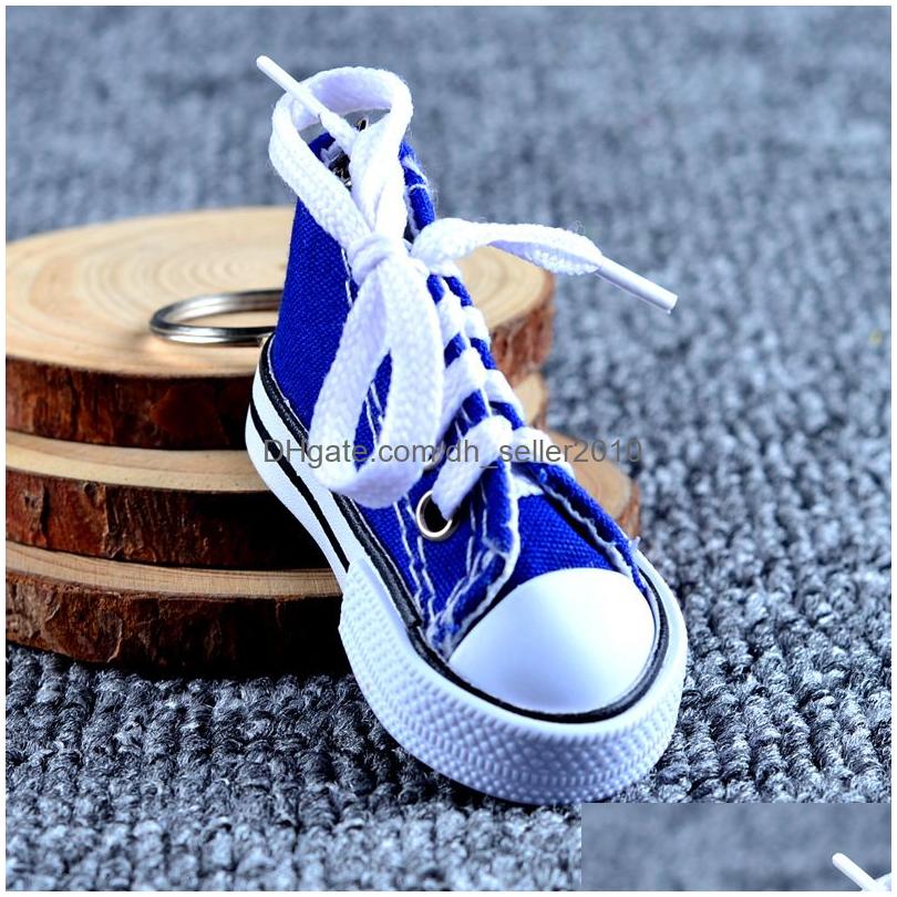 Keychains Lanyards Creative Canvas Shoes Designer Key Chain Cell Phone Charms Sneaker Handbag Pendant Keyring Keychain for Dh2td