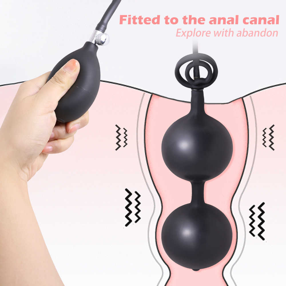 Inflable Anal Plug Enorme Negro Bdsm Expansor Butt Built in Masaje Beads Juguetes sexuales para hombres Mujeres Gay230706