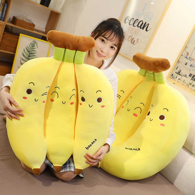 Gevulde Pluche Dieren 35-70cm Creatieve Cartoon Banaan Pluche Kussen Kawaii Sofa Kussen Baby Speelgoed Schattige Pluche pop Kinderen Fruit Speelgoed Kinderen Kid Gift HKD230706