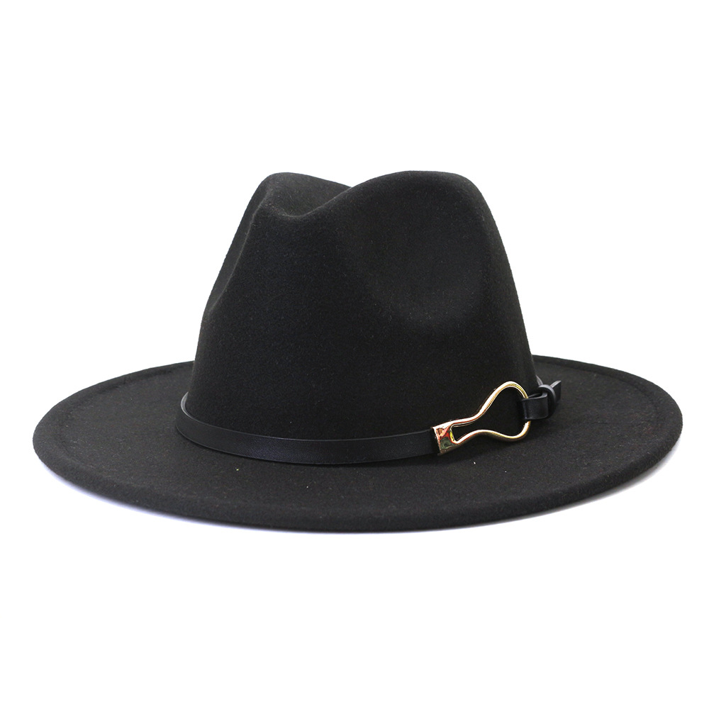 Chapeaux Fedora solides pour femmes hommes hiver chaud feutré Jazz chapeau Panama ceinture décorer Imitation laine fête Trilby chapeau