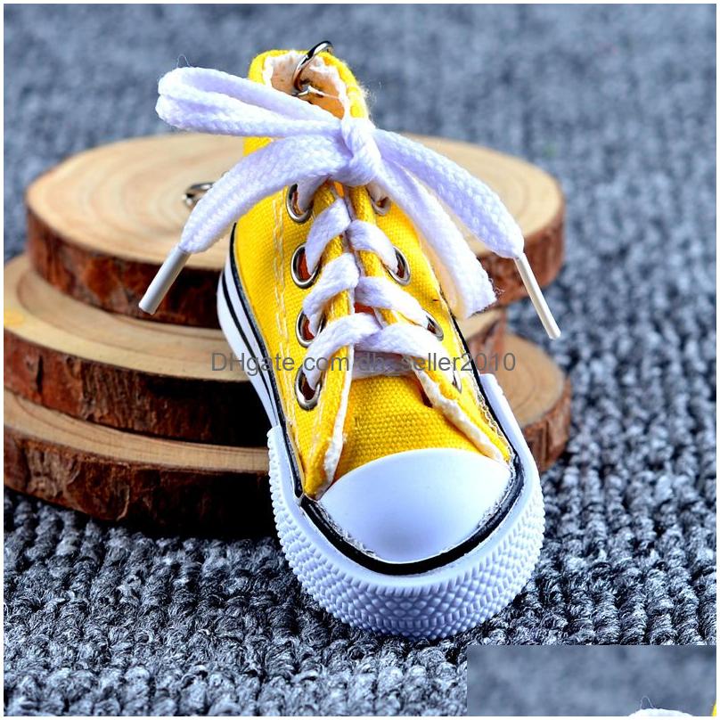 Keychains Lanyards Creative Canvas Shoes Designer Key Chain Cell Phone Charms Sneaker Handbag Pendant Keyring Keychain for Dh2td