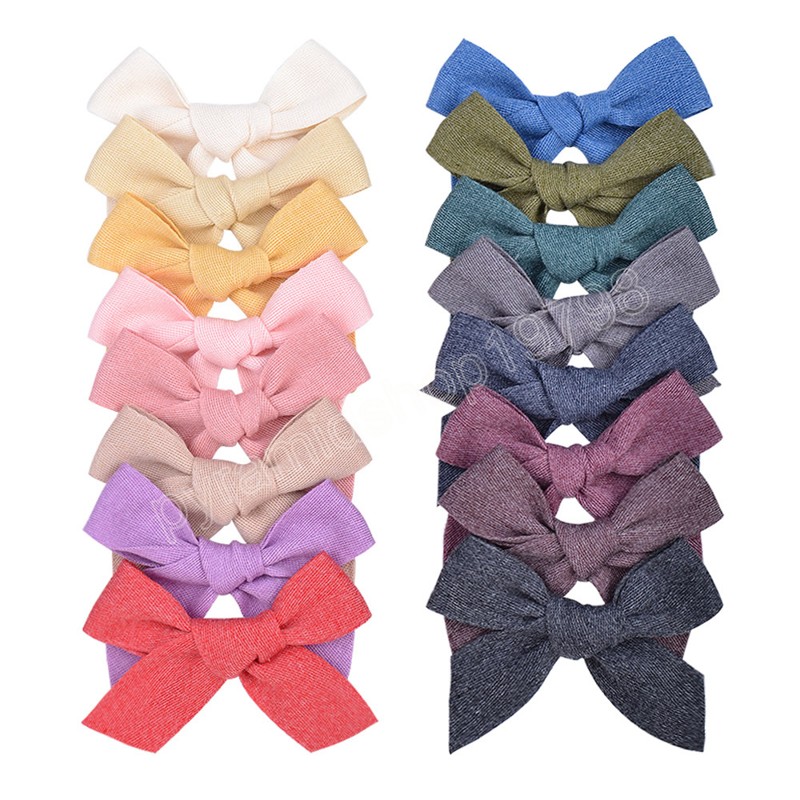 9*7,2 CM Baby Girls Enfärgad bowknot Bangs Hårnål Mode Prinsessan Hårklämmor Barn Huvudbonader Spädbarn Födelsedagspresent