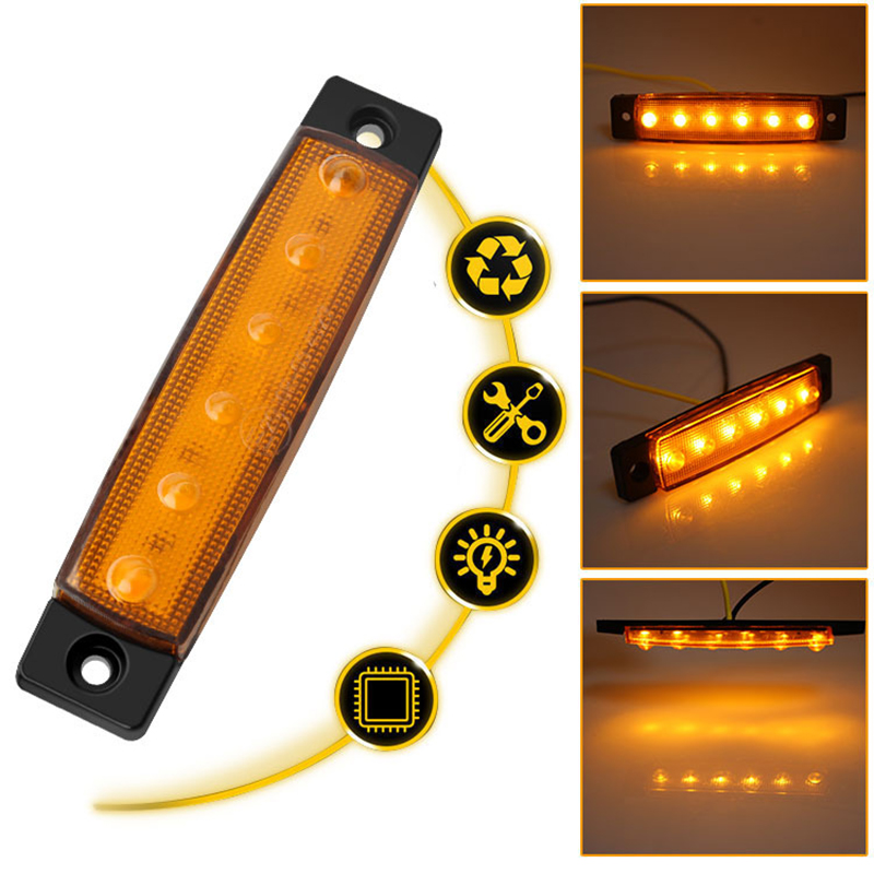 12-24V Truck Trailer Side Marker Indicators Light 6LED Waterproof IP67 Lorry Taillight Car External Signal Light Accessories