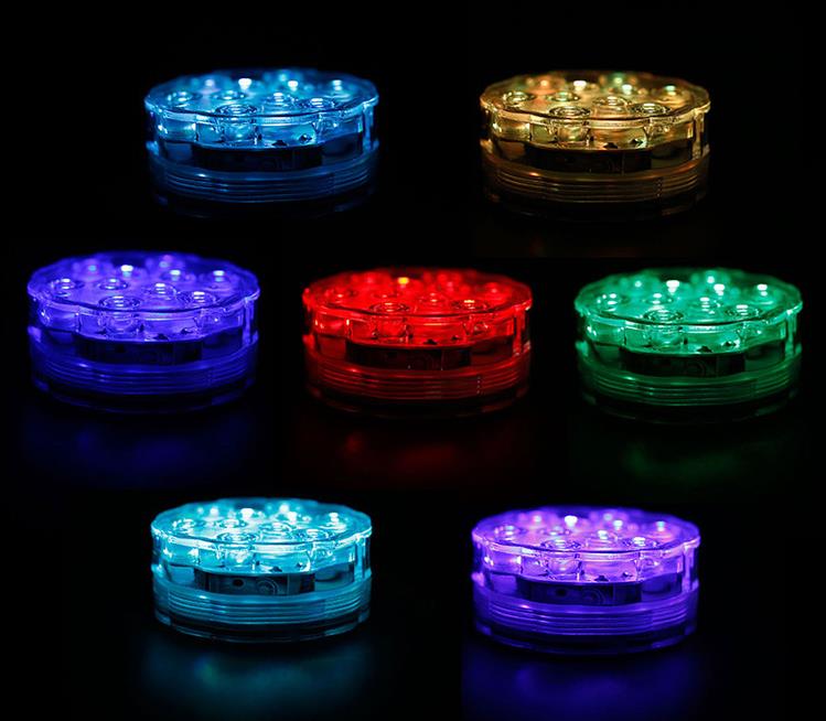 Wodoodporne zanurzalne światła LED Wbudowane 10 koralików LED Z 24 klawiszami Pilot zdalnego sterowania 16 Zmiana koloru Podwodna lampka nocna Tea Light Wazon Wesele SN5250