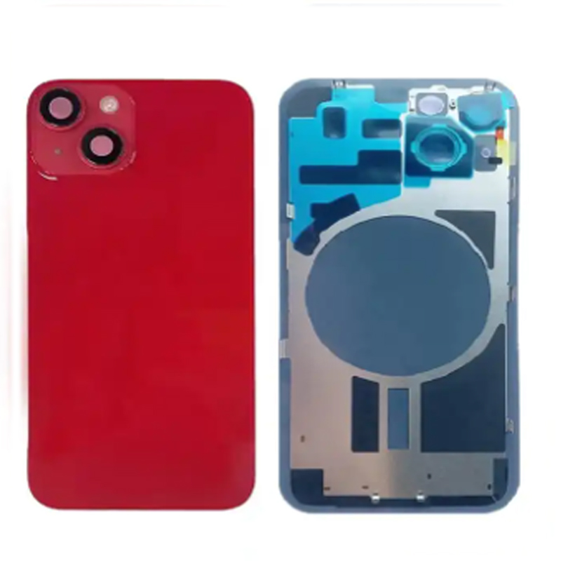 Para iPhone 14 14 Plus Capa traseira com lente da câmera, bateria, vidro, porta traseira, quadro, moldura, placa de metal