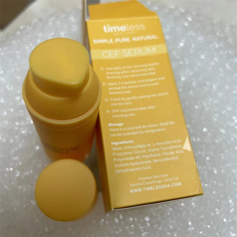 Timeless Face Vitamine C Sérum Primer 20% VC Plus VE Acide férulique Soins de la peau du visage Lotion à absorption rapide Essence hydratante 30ML