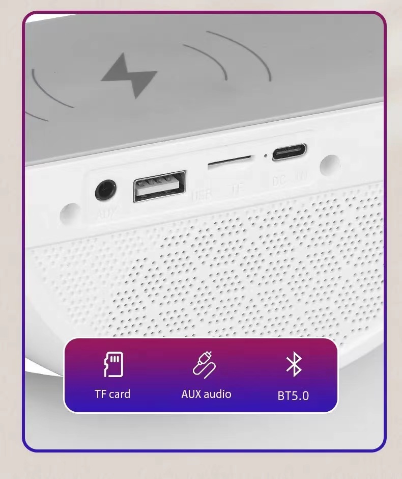 IPhone Samsung Xiaomi trådlös telefonladdare Bluetooth -högtalarstation Audio RGB Atmosphere Night Light