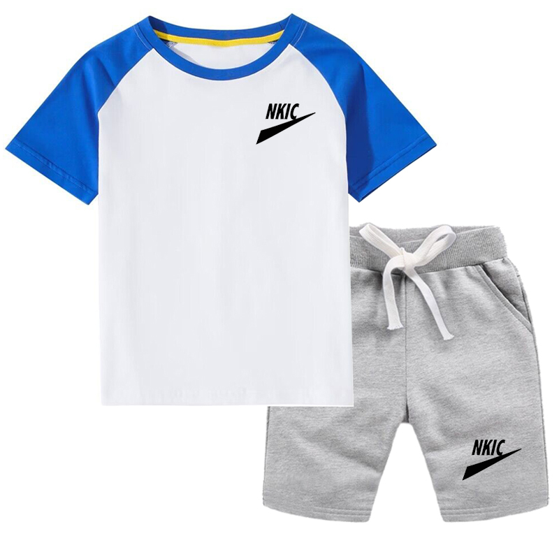 Лето мальчиков для мальчиков для девочек логотип хлопковые детские спортивные костюмы с коротки