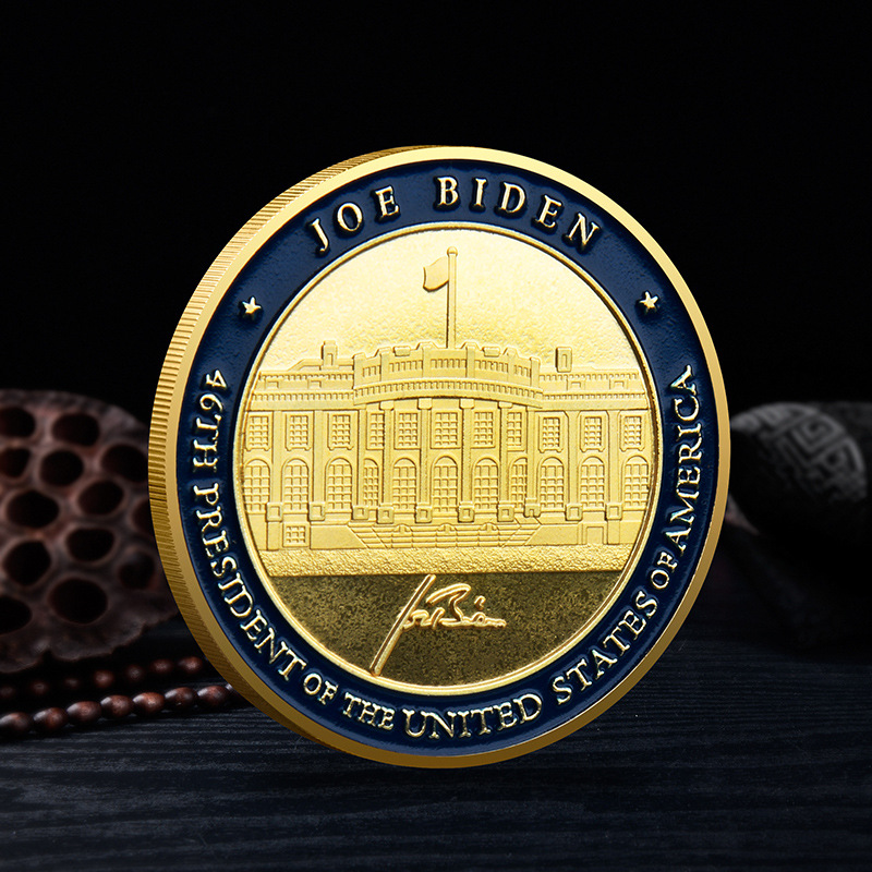 Arts and Crafts Spot wholesale gold coin White House Biden paint color gold plated Commemorative coin