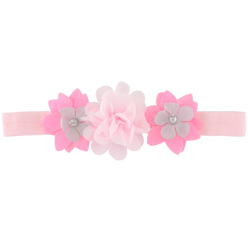 Mode fait à la main en mousseline de soie fleurs infantile élastique bandeau mignon princesse bandeau enfants cheveux accessoires photographie accessoires