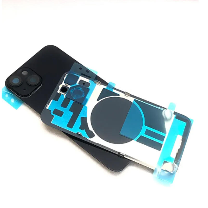 Para iPhone 14 14 Plus Capa traseira com lente da câmera, bateria, vidro, porta traseira, quadro, moldura, placa de metal