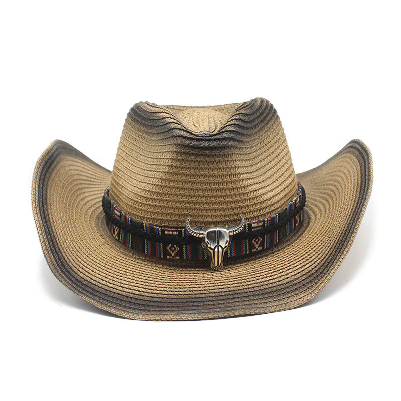 Cappello da cowboy occidentale da donna da donna estivo con corda di corda Western Wide Curling Brim Cap