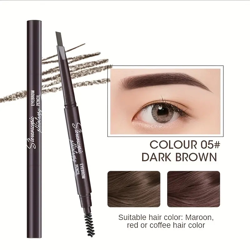 By DHL Eyebrow Pencil , Automatic Swivel Stick, Double Ended Triangular Head Eyebrow Pencil , Long Lasting , Waterproof And Smudge Proof Pigment Eyebrow Pen