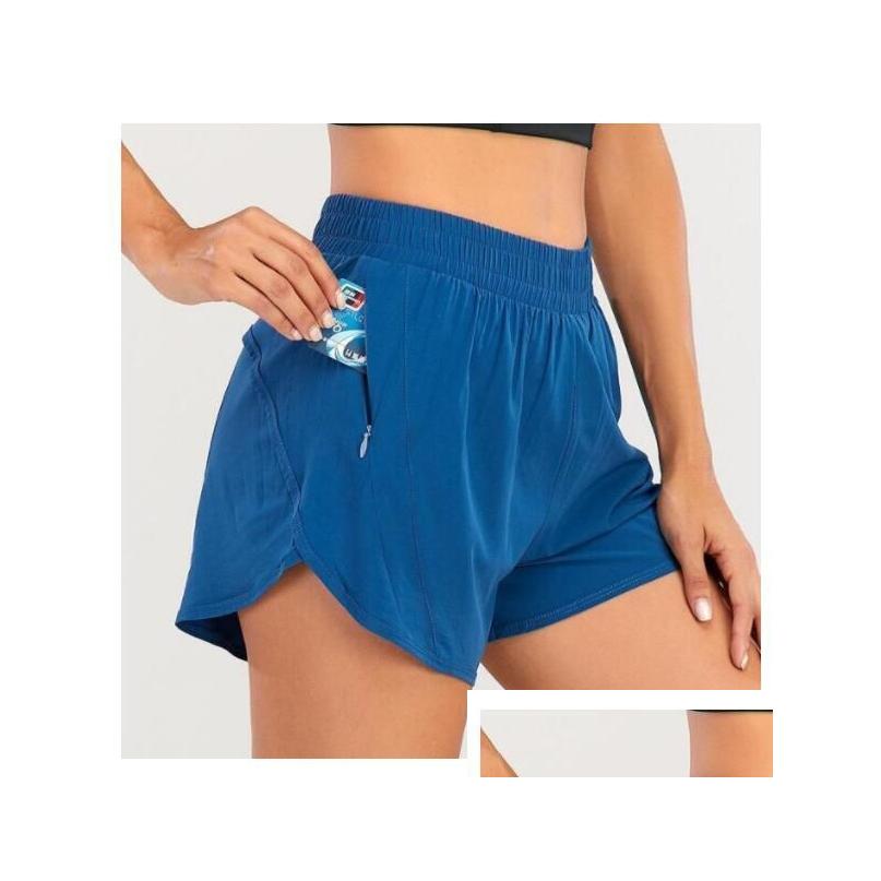 Yoga Outfit Lemens Sha Mticolor Solto Respirável Secagem Rápida Esportes Ty Shorts Womens Underwear Bolso Calça Saia Tidal Corrente Dhnyz