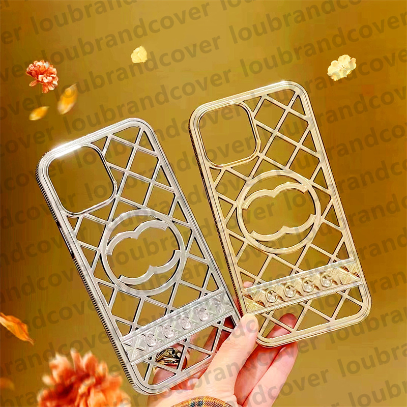 Custodia telefono di lusso Custodie iPhone di design Apple iPhone 15 Custodia ProMax 14 13 12 Pro Max 14LUS Cover cellulare Viola Argento Oro Scava fuori Custodie cellulari con radiazioni di calore