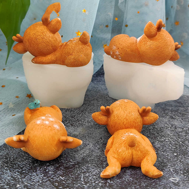 New 3D Cute Deer Silicone Mold Fondant Chocolate Cupcake Dessert Cake Decorating Tools Sika Deer Shape Kitchen Baking Mould wholesale