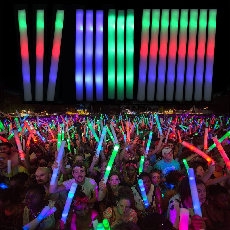 Bastões luminosos de festa Rave espuma Glow Stick RGB fluorescente luz escura para bar casamento aniversário festival festa acessórios