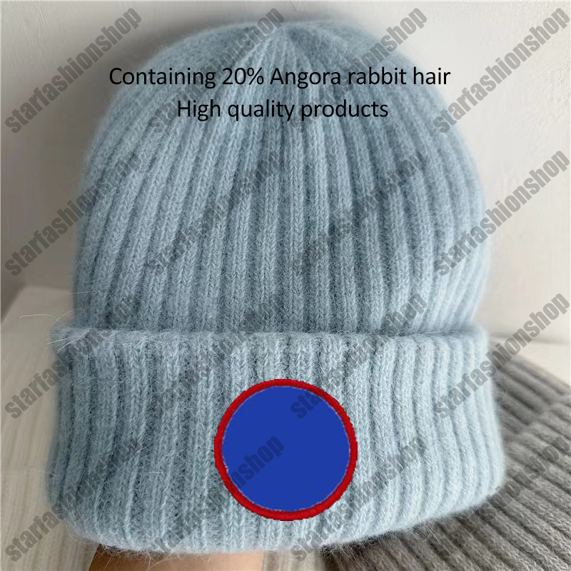 2023 Designer Winter Warm Rabbit Hair Knitted Hat for Men and Women Double Layer Thickened Wool Hat Casual Ear Protection Hat Soft Glutinous Beanie hat