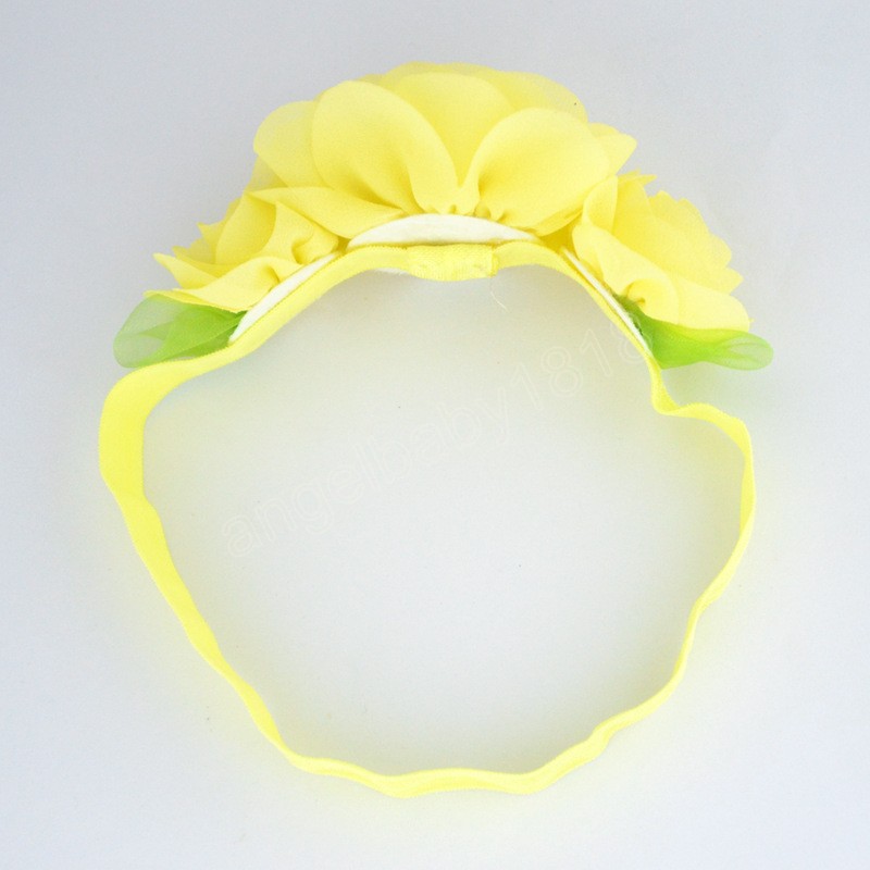 Lovely Handmade Chiffon Floral Infant Hairband Solid Color Flowers Elastic Headband Clothing Ornaments Baby Headwear