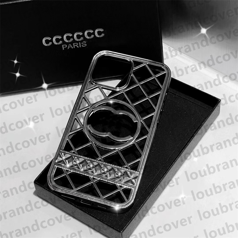 Luxury Phone Case Designer iPhone -fodral för Apple iPhone 15 Promax Case 14 13 12 Pro Max 14LUS Mobilt omslag Purpurt Silver Gold Hollow Out Heat Radiation Mobiltelefonfodral