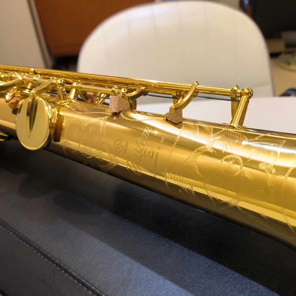 Hochwertiges 82Z B-Sopran-Saxophon mit geradem Rohr und lackiertem Goldmessing, original japanisches Struktur-Jazzinstrument