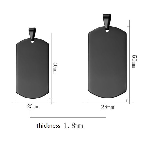 Tag cani in acciaio inossidabile Esercito militare ID Nome in acciaio inossidabile Etichette cani in bianco Ciondolo Rettangolo Gioielli JL1490