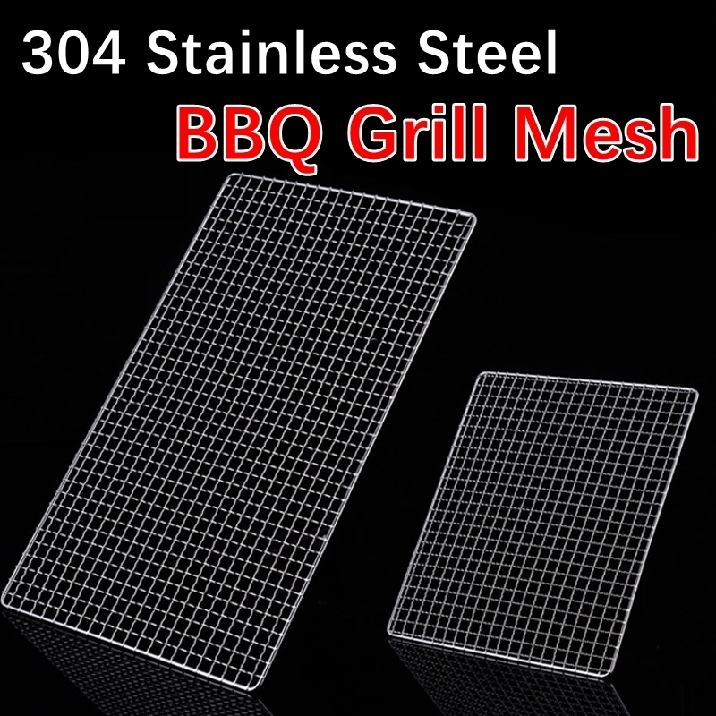 Ferramentas para churrasco Acessórios Quadrado 304 Aço Inoxidável Rede Rede Malha Churrasco Coreano Antiaderente Esteiras para Churrasco Externo Racks Meshes Acessório 230706