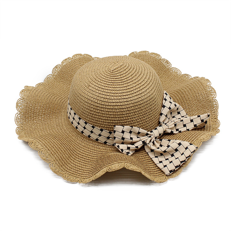 Boné de praia feminino verão casual chapéu aba larga panamá clássico plano lacinho chapéu de palha chapéu de sol feminino fedora presente