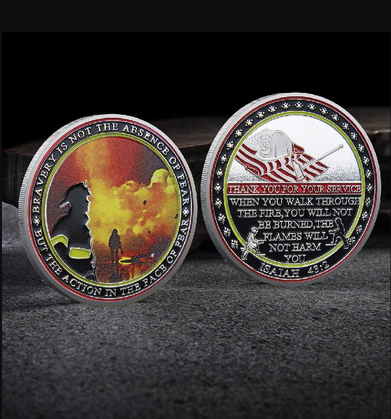 Arts and Crafts Commemorative coin Honorary badges for heroic firefighters Collection of gold and silver coin commemorative badges for fire fighting