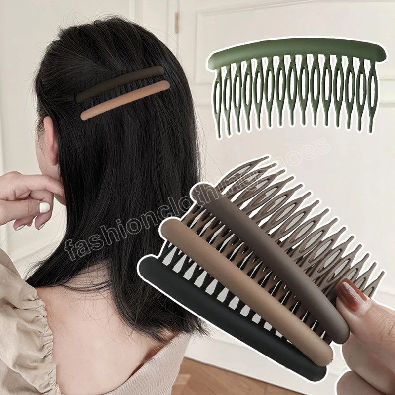 21 Dentes Fosco Pente de Cabelo Antiderrapante para Cabelo Quebrado Antiderrapante Franja Presilhas Laterais Atrás da Cabeça Acessórios de Cabeça Para Meninas Presilhas