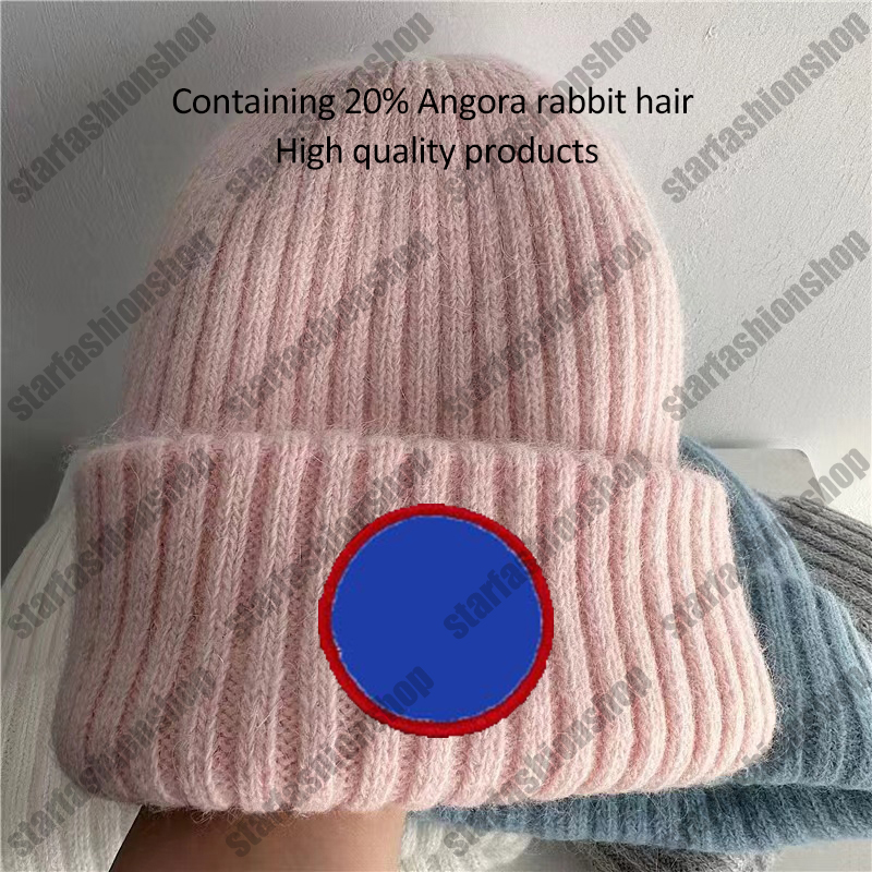 2023 Designer Winter Warm Rabbit Hair Knitted Hat for Men and Women Double Layer Thickened Wool Hat Casual Ear Protection Hat Soft Glutinous Beanie hat