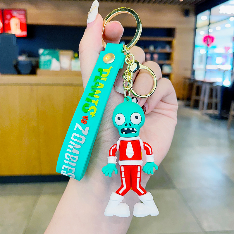 Plants Vs Zombies Game Car Keychain Cartoon Bag Doll Keychain From