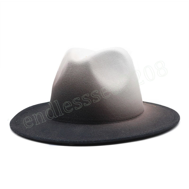 Британский стиль шляпы Fedora Gradient Classic Big Wide Brim Felted Jazz Hat Women Panama Свадебная церковь Cap Sombreros de Mujer