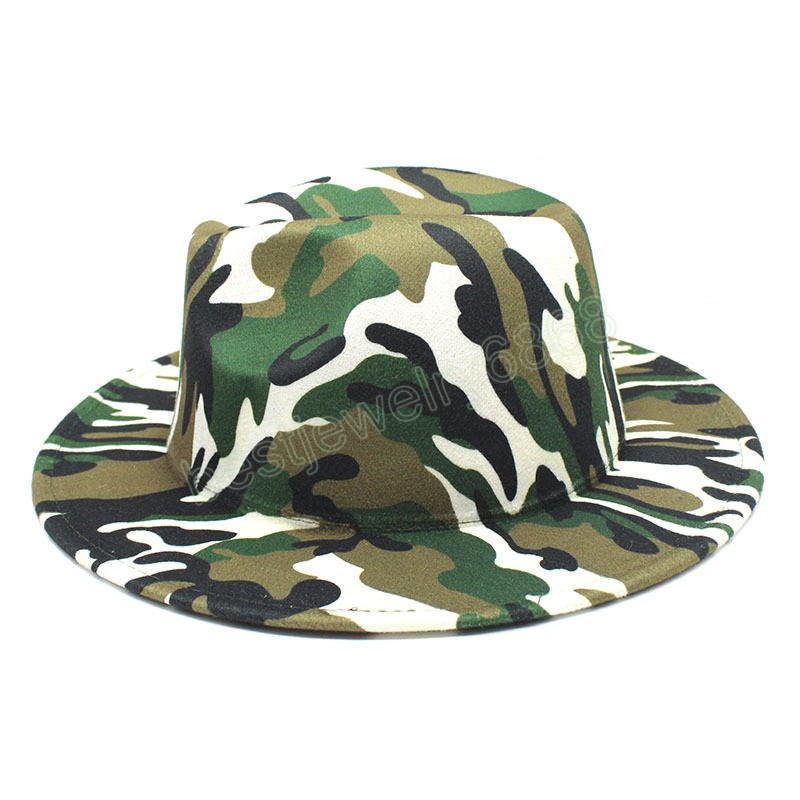 Semplice top capmen donna nuovo camouflage cappello a tesa larga moda cappello fedora a tesa piatta cappelli jazz di lana primaverili