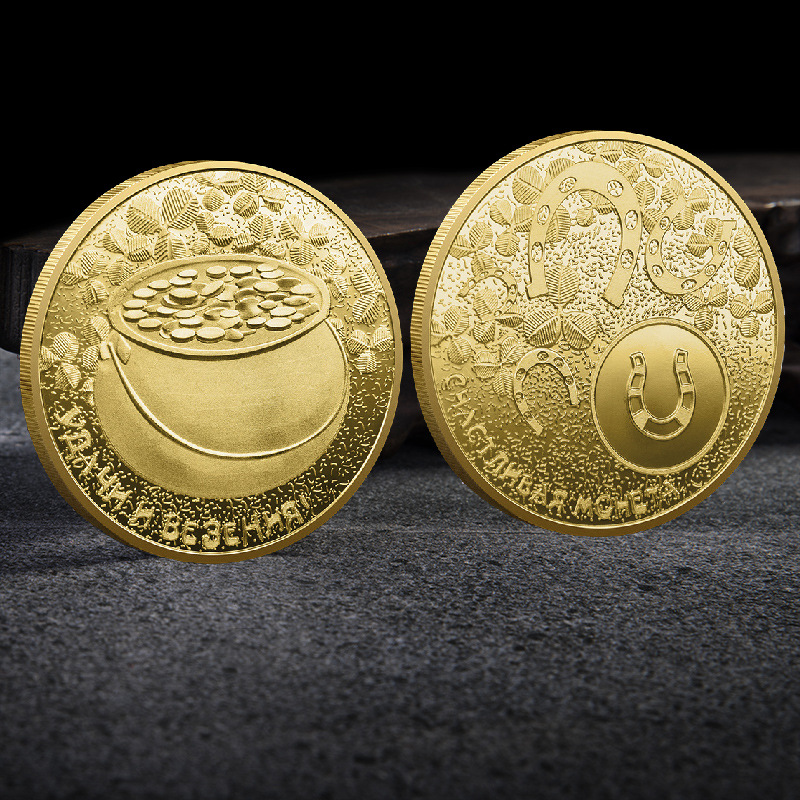 Arts et artisanat Un médaillon commémoratif doré en relief tridimensionnel avec un bol au trésor