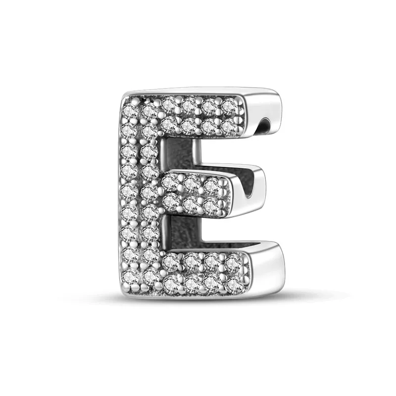 925 Silver Fit Pandora Charm 925 Bracelet Silver Color Pendant Letters A to Z series charms set Pendant DIY Fine Beads Jewelry