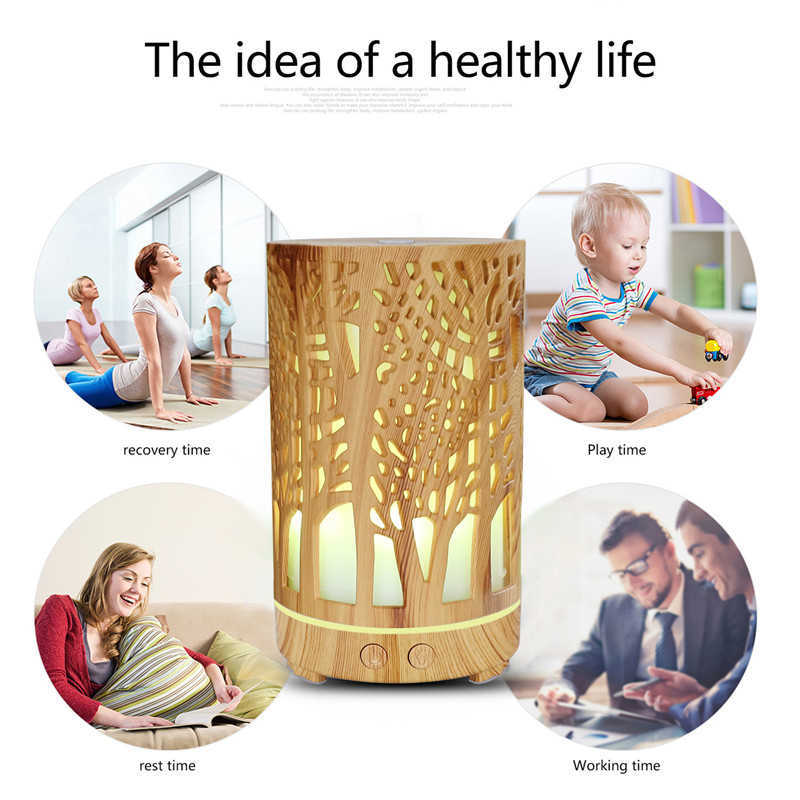 Humidificateurs Searide Wood Aroma Air Humidificateur Diffuseur d'huile essentielle Aromathérapie Électrique Ultrasonique Cool Atomiseur Mist Maker Mini pour la maison