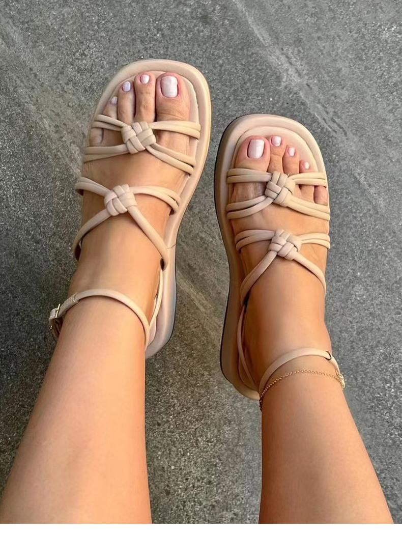 2023 Nuevas sandalias Sandalias Tacones de verano Zapatos de verano para mujeres Sandalias de verano de banda estrecha Zapatos de cuña femenina