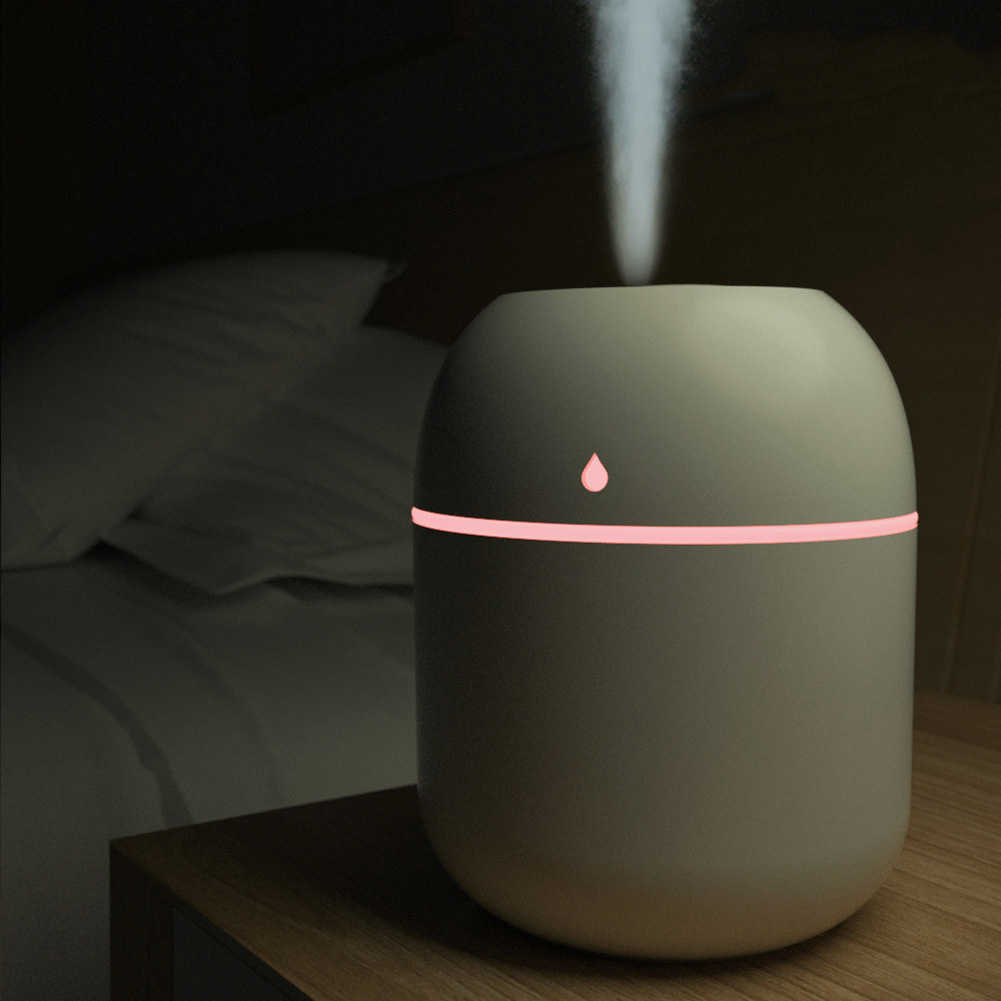 Umidificatori Diffusori di oli essenziali USB Umidificatore muto Mini diffusore di aromi Decorazione da scrivania 220ml DC Mist Maker con luce LED