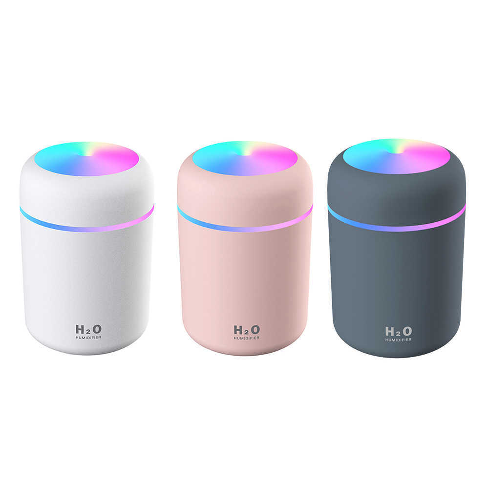 Humidifiers 300ml Air Humidifier USB Ultrasonic Aroma Essential Oil Diffuser Romantic Soft Light Humidifier Mini Cool Mist Maker Purifier