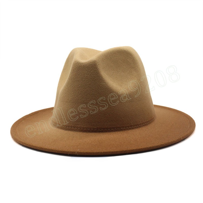 Британский стиль шляпы Fedora Gradient Classic Big Wide Brim Felted Jazz Hat Women Panama Свадебная церковь Cap Sombreros de Mujer