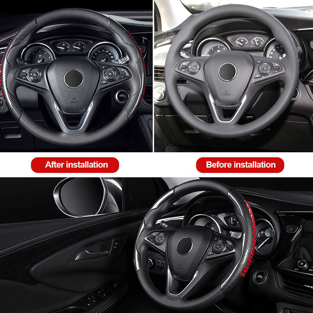 New 38cm Universal Car Steering Wheel Cover Anti-slip Silicone Steering Boost Cover Carbon Fiber ABS Interior Decoration Accessories