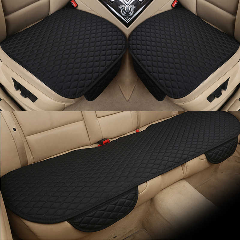 New Black Flax Car Seat Cover Four Seasons Universal Front Rear Back Backrest to Choose For Auto Chair Seat Cushion Protector Pad